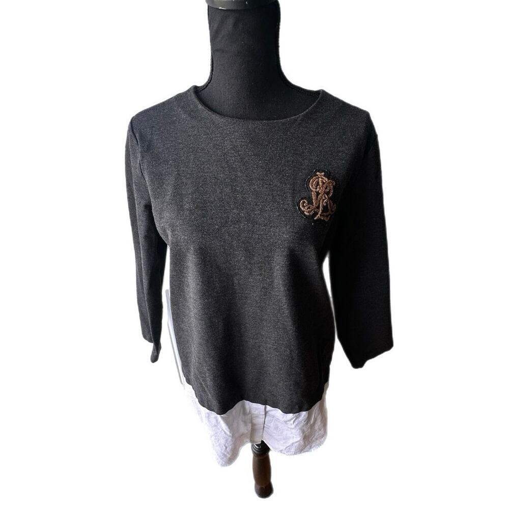 Layered Crest Tunic Sweater Lauren Ralph Lauren Knit Top Size M